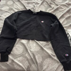 Champion Women's Black Cropped Hoodie